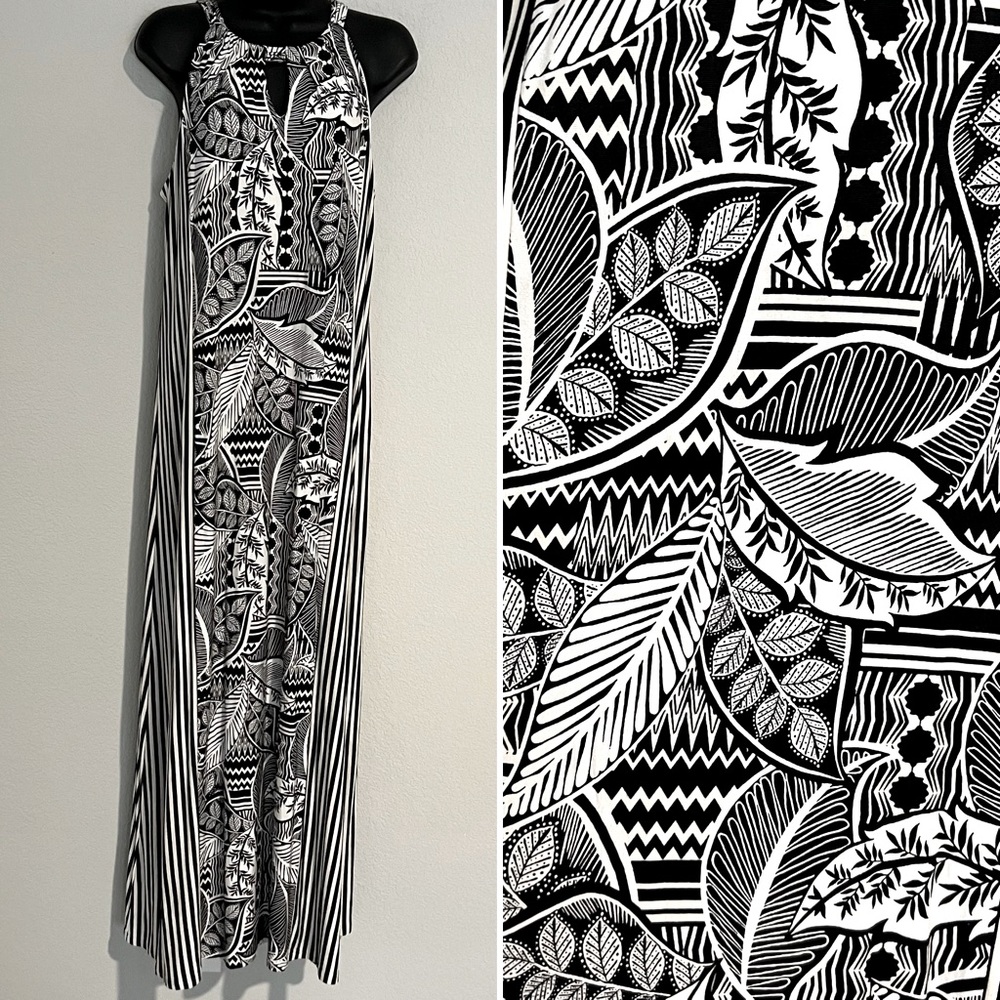 Chico’s Black and White Mixed Print Halter Maxi Dress Chico’s 2 / 12/14